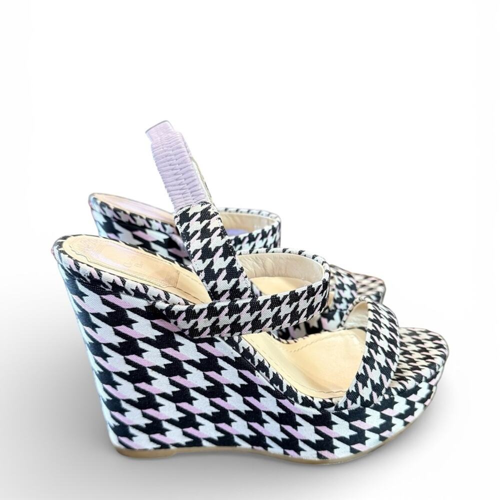 Christian Dior Volt Houndstooth Canvas Wedge Slingback Sandals EU 39 US 9 - Picture 5 of 16